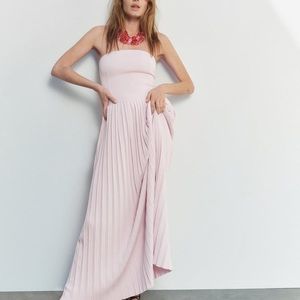 ZARA PLEATED KNIT PASTEL PINK DRESS